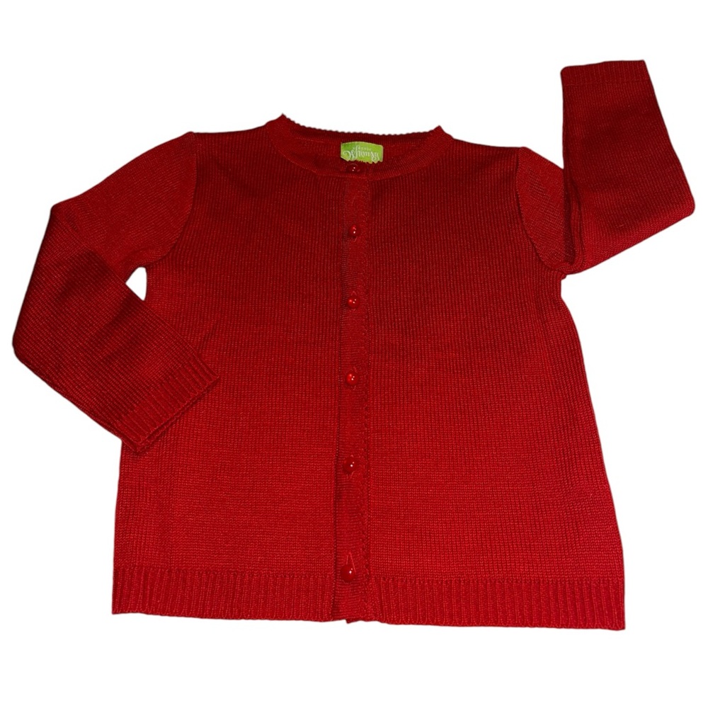 Red Button Up Sweater Classic Whimsy - Picture 3 of 5